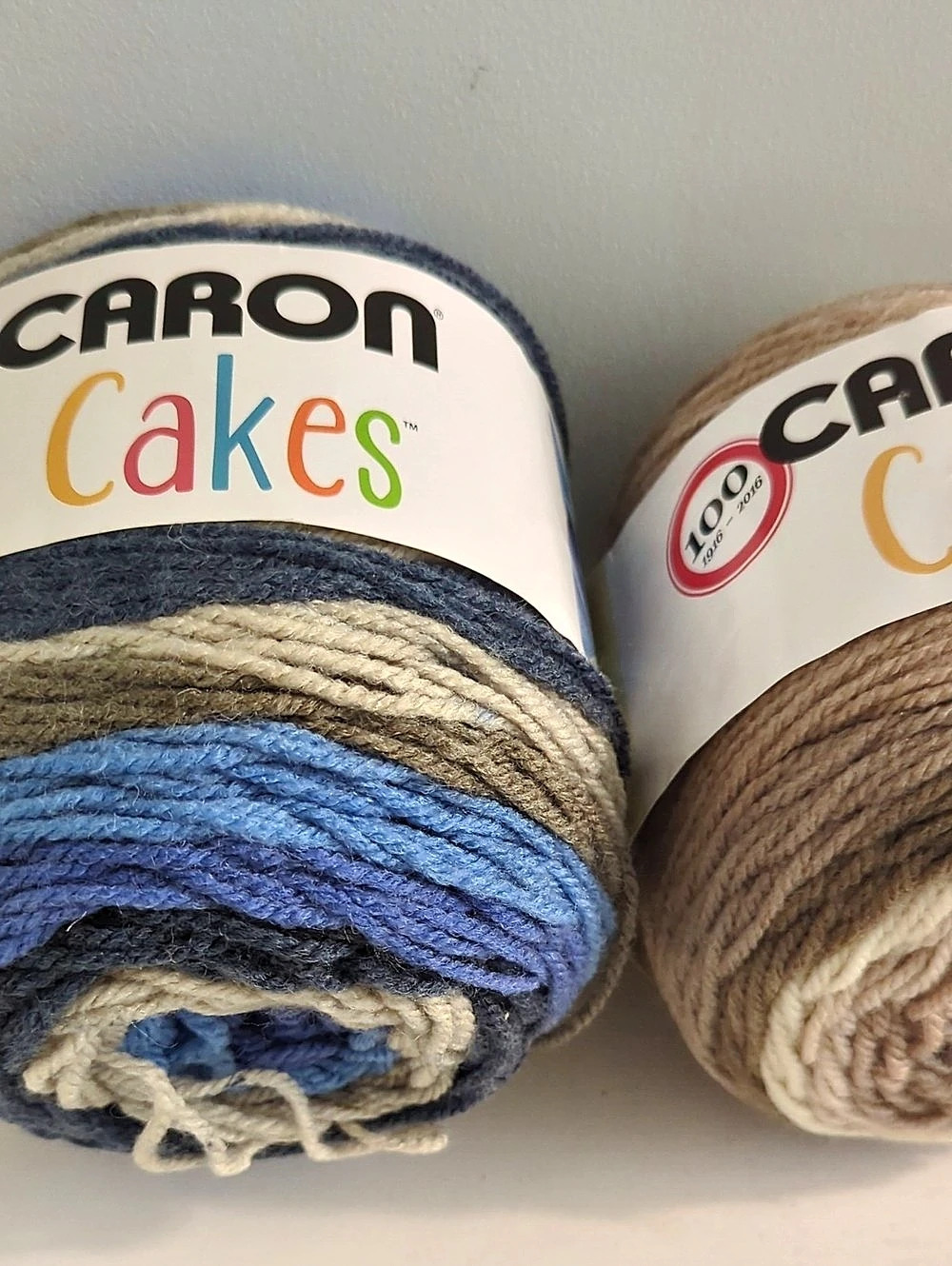 Caron Cakes Yarn Two Different Skeins Blue & Brown NWT